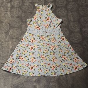 No Boundaries Floral Midi Dress in Blue and Pink